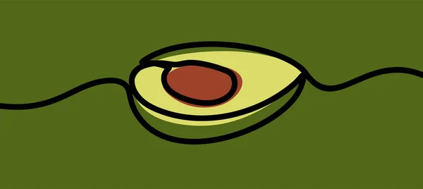 Ein Digitaler Illustrationsvektor Eines Einzeiligen Avocadodesigns Auf Grünem Hintergrund — Stockvektor