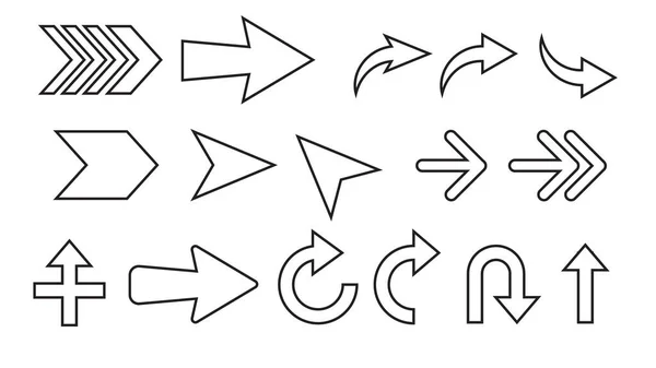 Différentes Flèches Dessinent Des Icônes Ensemble Icônes Web Haute Qualité — Image vectorielle