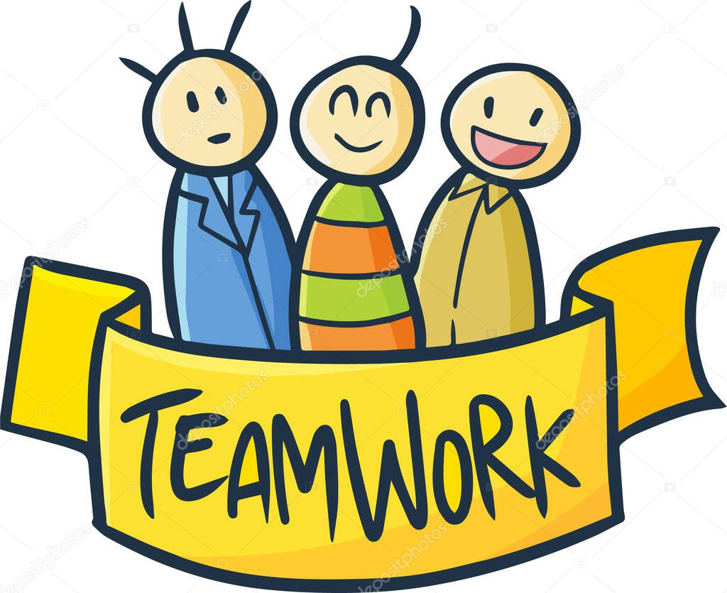 A vector illustration of a funny teamwork symbol isolated on a white background