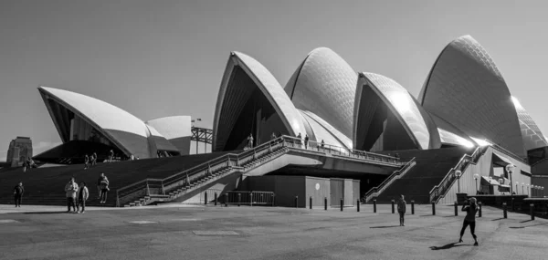 Panoramic Shot Sydney Opera House Grayscale — Stock Photo, Image