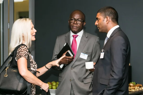 Closeup Three Businessmen Communicating Conference Johannesburg South Africa — Stock Photo, Image