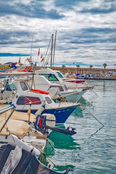 Une Vue Verticale Des Navires Dans Port Villajoyos Espagne Sur — Photo