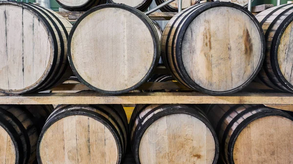 Oak Barrels Stacked Tequila Ready Maturation — Stock Fotó