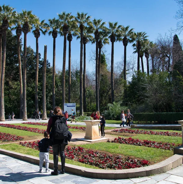 Tour Del Bellissimo Giardino Nazionale Atene Grecia Marzo 2022 — Foto Stock