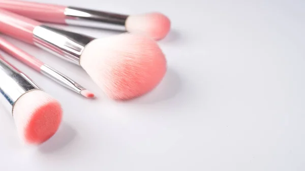 Uppsättning Makeup Borstar Vit Bakgrund — Stockfoto