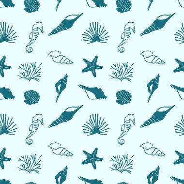 Su altı koleksiyonu el çiziminin kusursuz desenleri