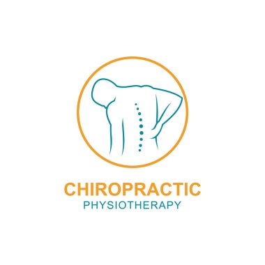 Beyaz arka planda izole edilmiş kayropraktik fizyoterapi logosunun vektör çizimi