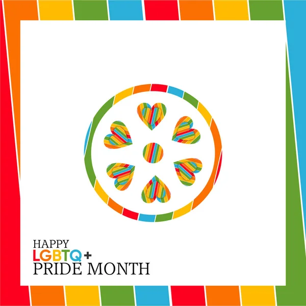 Une Carte Thème Lgbtq Pride Month Avec Des Formes Cœur — Image vectorielle