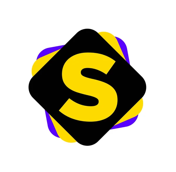 Illustration Logo Jaune Lettre Sur Des Formes Carrées Colorées Sur — Image vectorielle