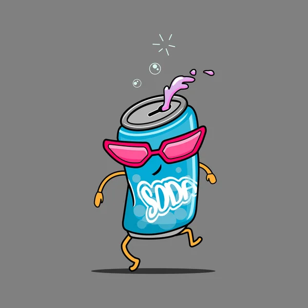 Een Vector Illustratie Van Een Cartoon Soda Kan — Stockvector