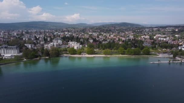 Prachtig Strand Van Albigny Bij Het Meer Van Annecy Naast — Stockvideo