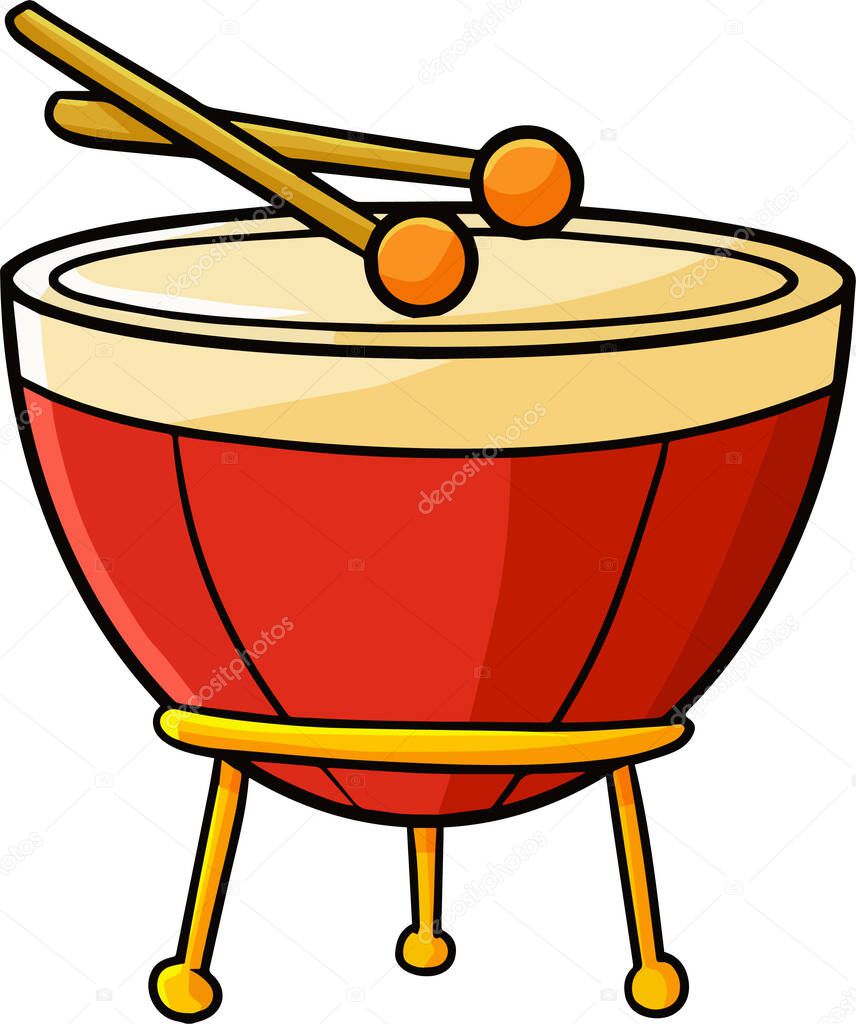 A vector illustration of colorful drums isolated on a white background