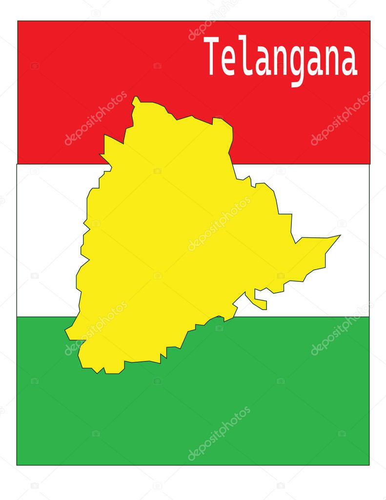 A vector illustration of a Telangana country map on a colorful background