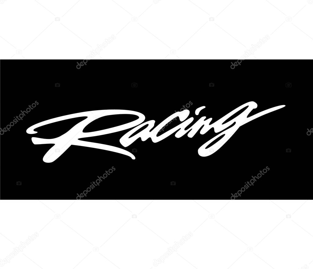 Racing hand lettering vector. T shirt, decal, embroidery text. Download it now.