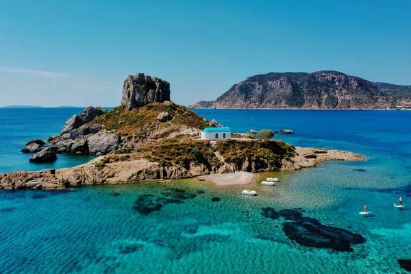 Uma Vista Natural Ilha Kos Praia Kefalos Grécia Sob Céu — Fotografia de Stock