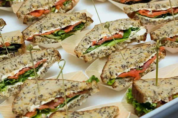 Closeup Shot Tasty Sandwiches Red Fish — Stock Photo, Image