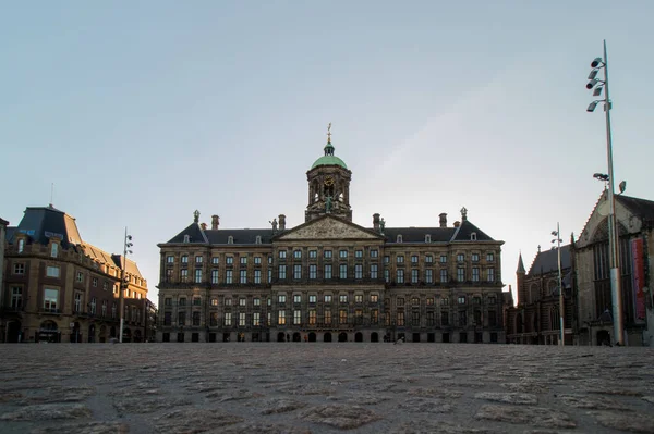 Una Vista Frontale Del Palazzo Reale Amsterdam Paesi Bassi — Foto Stock