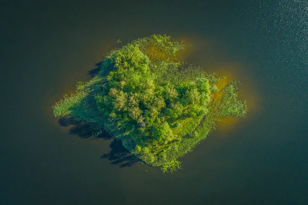 Una Vista Aérea Isla Lago Kirneilis Lituania — Foto de Stock