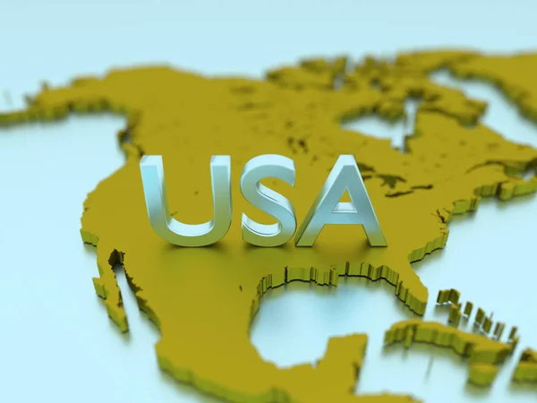 アメリカの名前が書かれた緑色の3Dレンダリングされた地図 — ストック写真