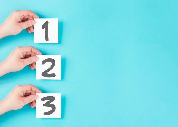 Los Números Uno Dos Tres Están Pie Papel Lección Tablero — Foto de Stock