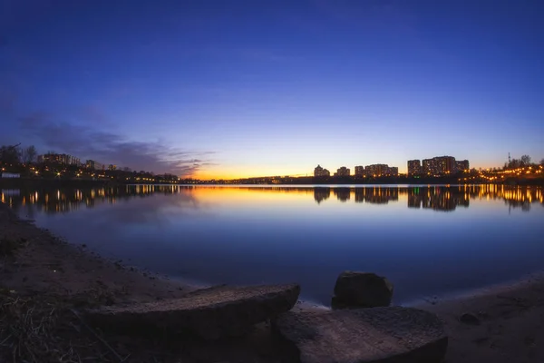 Ένα Ηλιοβασίλεμα Στο Borisovskie Ponds Gorodnya Ποταμού Μόσχα Ρωσία — Φωτογραφία Αρχείου