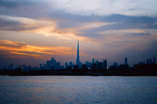 Gratte Ciel Burj Khalifa Lac Ville Festival Coucher Soleil — Photo