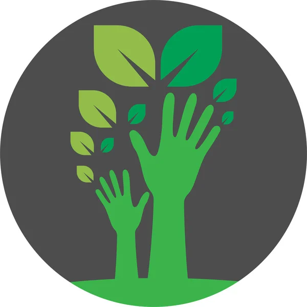 Eine Vektorillustration Der Umweltpflege Dargestellt Durch Menschliche Hand Und Blätter — Stockvektor