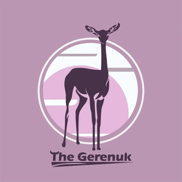 Gerenuk Logo Animals Litocranius Walleri Giraffe Gazelle — Stock Vector