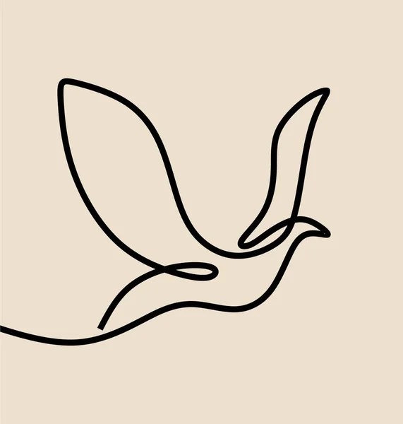Digital Illustration Vector Single Line Bird Design Light Brown Background — Stock Vector