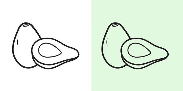 Aguacate Doodle Rodajas Aguacate Fondo Blanco Verde Ilustración Vectorial — Vector de stock