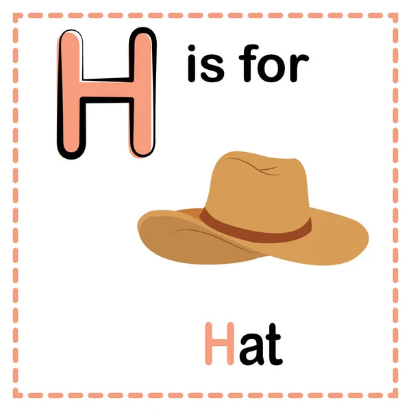 Ett För Hatt Alfabetet Flashcard Illustration Med Vit Bakgrund — Stock vektor