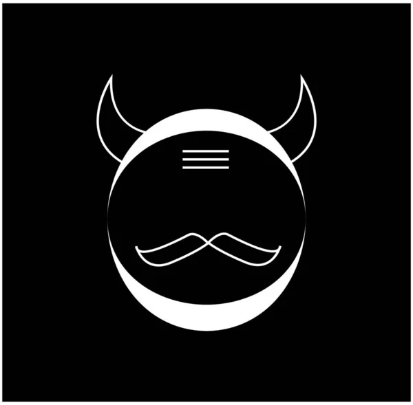 Wektor Emoji Wąsami Rogami Logo Białym Tle — Wektor stockowy