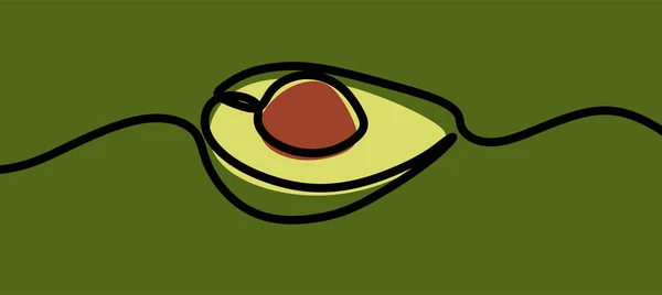 Ein Digitaler Illustrationsvektor Eines Einzeiligen Avocadodesigns Auf Grünem Hintergrund — Stockvektor