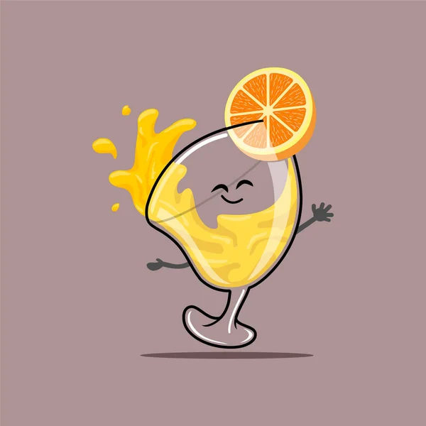 Vector Illustration Cute Glass Orange Juice — Stock Vector