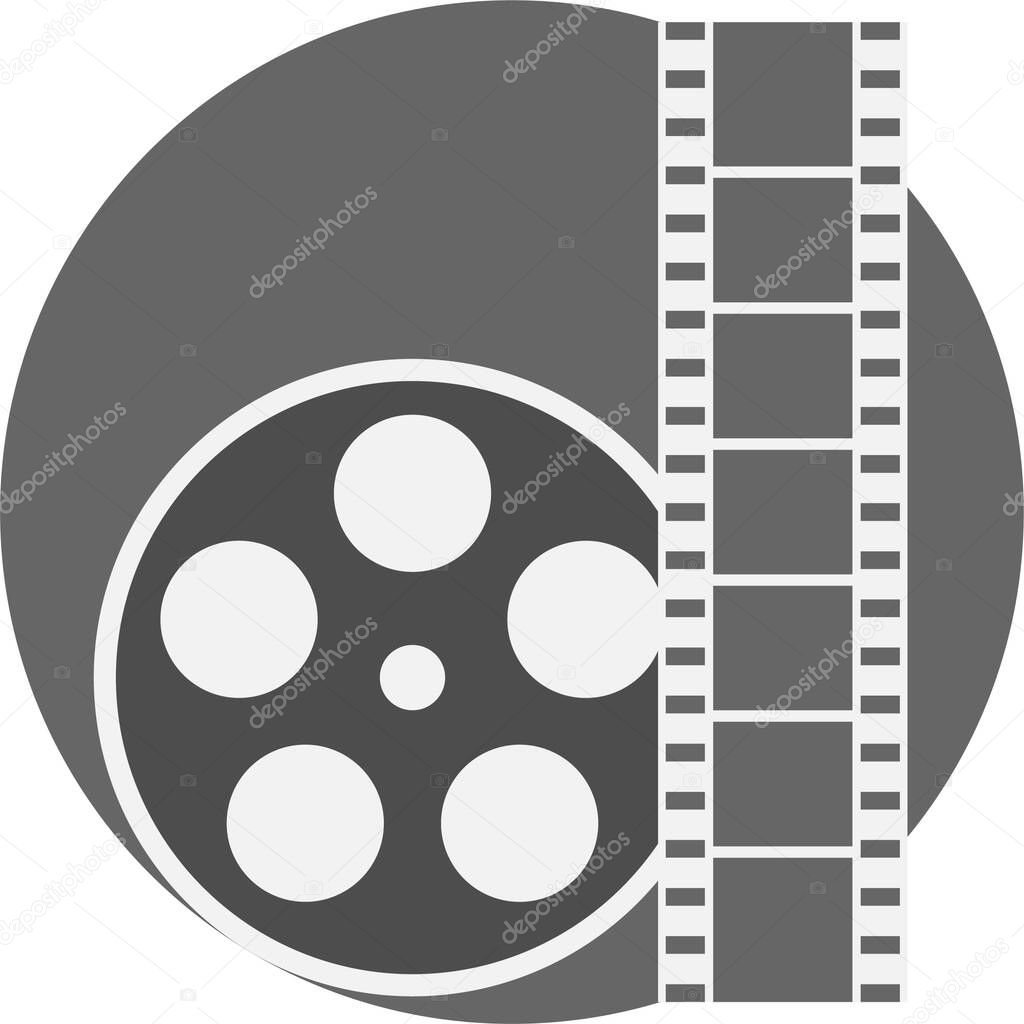 A vector flat design of filmstrip illustration icon isolated on white background