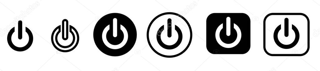 A vector set of black and white shut off and shut on buttons