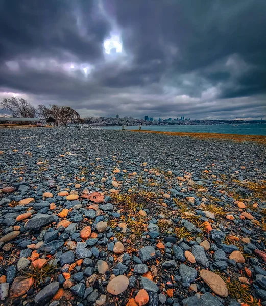 Pedras Seixos Que Levam Oceano — Fotografia de Stock
