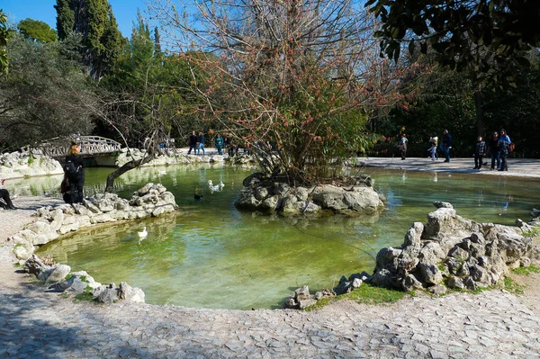 Prohlídka Krásné Národní Zahrady Aténách Řecko Března 2022 — Stock fotografie