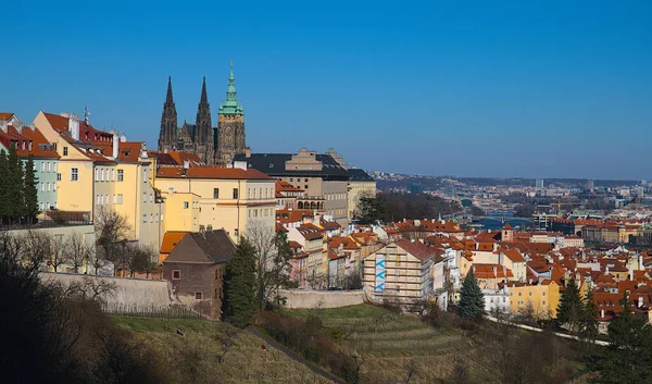 Une Vue Aérienne Beau Paysage Urbain Prague Avec Château Prague — Photo