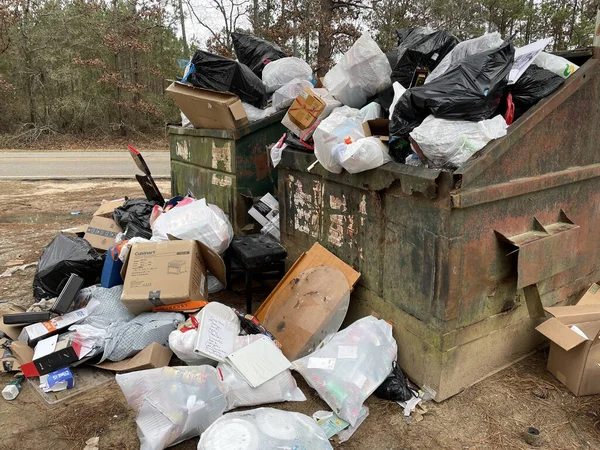Burke County Eua Lixeira Condado Transbordando Com Resíduos Após Natal — Fotografia de Stock