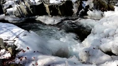 A closeup of a waterfall flowing in the Osogovo Mountains, North Macedonia