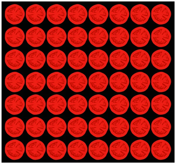 Snijd Vectorachtergrond Van Tomatenschijfjes Snijd Rode Tomaat Achtergrond — Stockvector