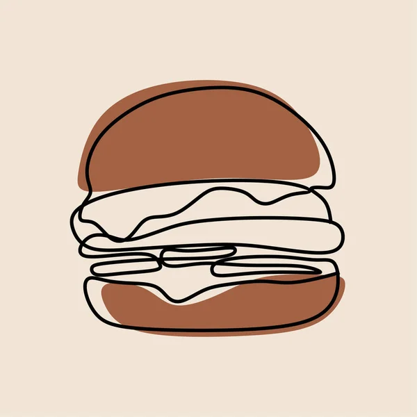 Eine Kontinuierliche Linienkunst Eines Hamburgers — Stockvektor