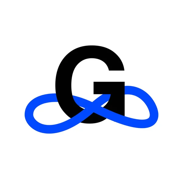 白の背景に青で無限大のマークを持つ文字Gのベクトルデザイン — ストックベクタ