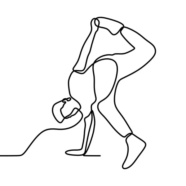 Vektor Design Einer Einzelnen Linienkunst Eines Breakdance Mannes Auf Weißem — Stockvektor