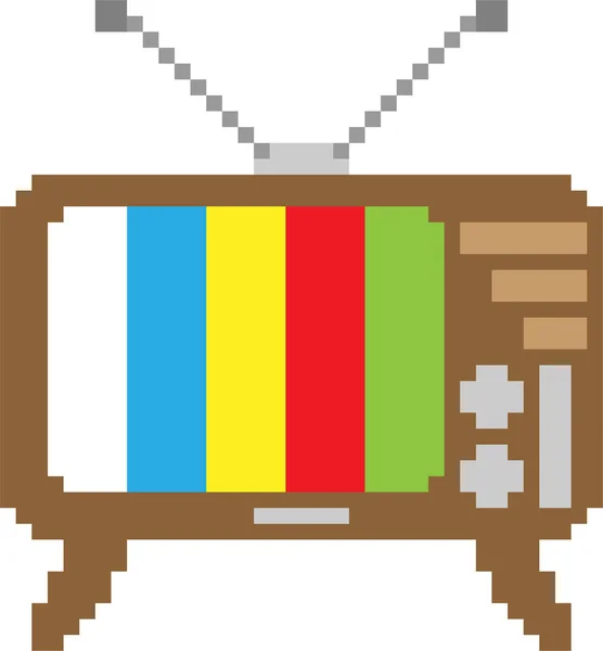 Television Pixel Art Vector Illustration White Background — Stock Vector