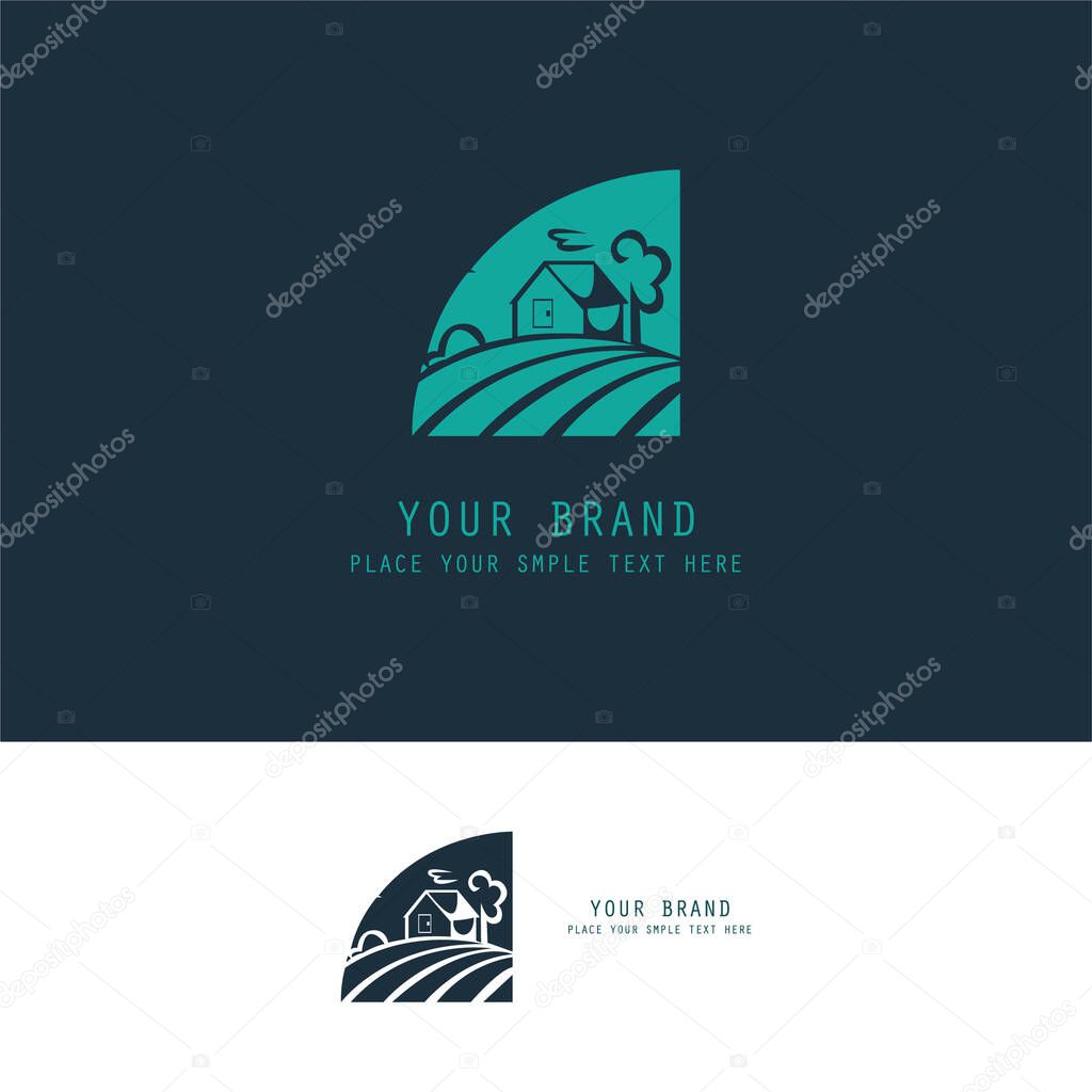 A vector design for a brand with a farmhouse logo and text 