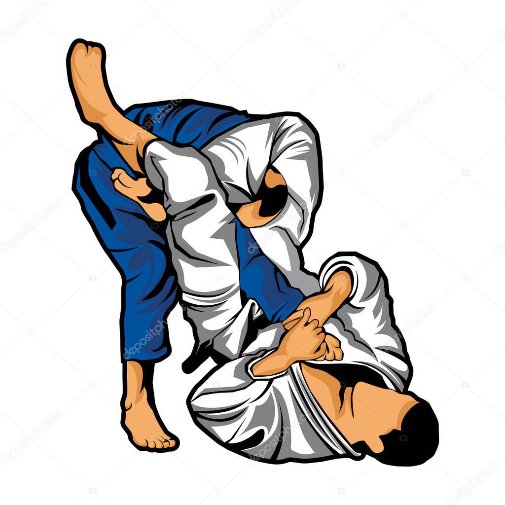 The Judo fighting logo on white background