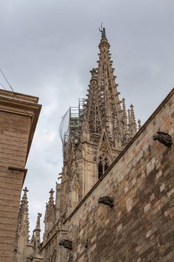 Barselona Katedrali inşaat, İspanya, seyahat konsepti.