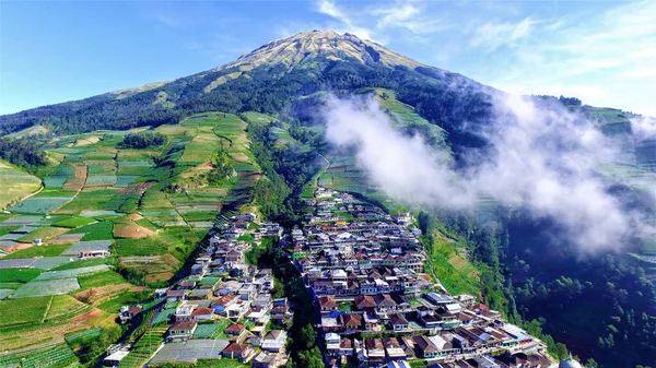 Eine Drohne Über Dem Dorf Kaliangkrik Ostjava Indonesien — Stockfoto